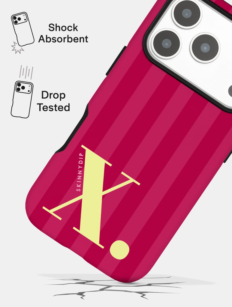 'X' Initial Patterned Burgundy Ultra Protective iPhone Case Phone Cases Skinnydip London