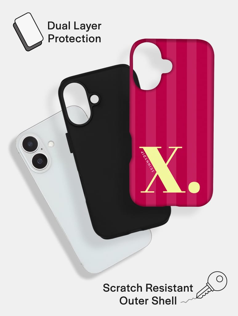 'X' Initial Patterned Burgundy Ultra Protective iPhone Case Phone Cases Skinnydip London