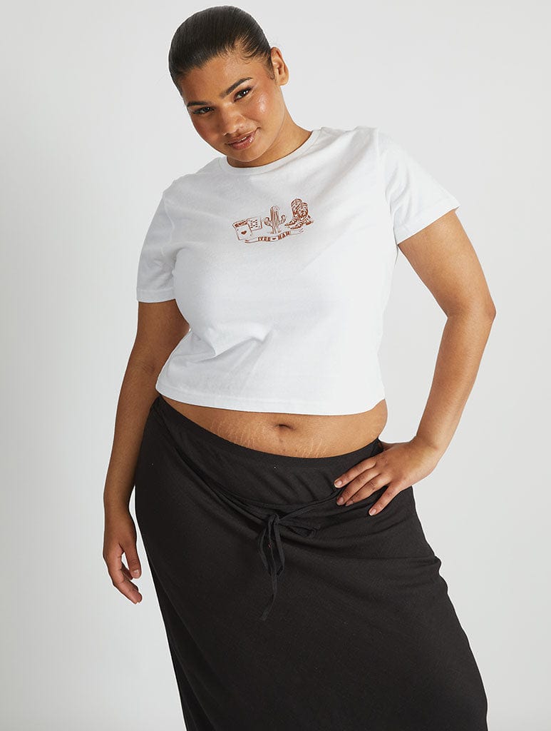 Yee Haw Baby T-Shirt in White Tops & T-Shirts Skinnydip London