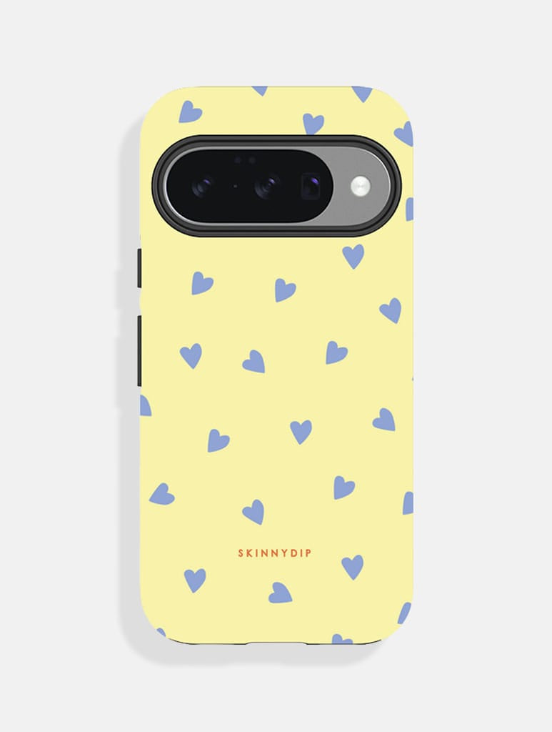 Yellow and Blue Ditsy Hearts Ultra Protective Google Pixel Case Phone Cases Skinnydip London
