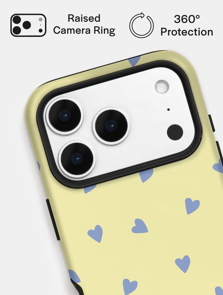 Yellow and Blue Ditsy Hearts Ultra Protective iPhone Case Phone Cases Skinnydip London