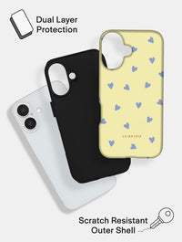 Yellow and Blue Ditsy Hearts Ultra Protective iPhone Case Phone Cases Skinnydip London