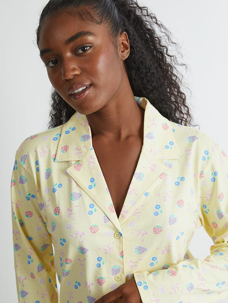 Yellow Ditsy Fruit Pyjama Set Lingerie & Nightwear Skinnydip London