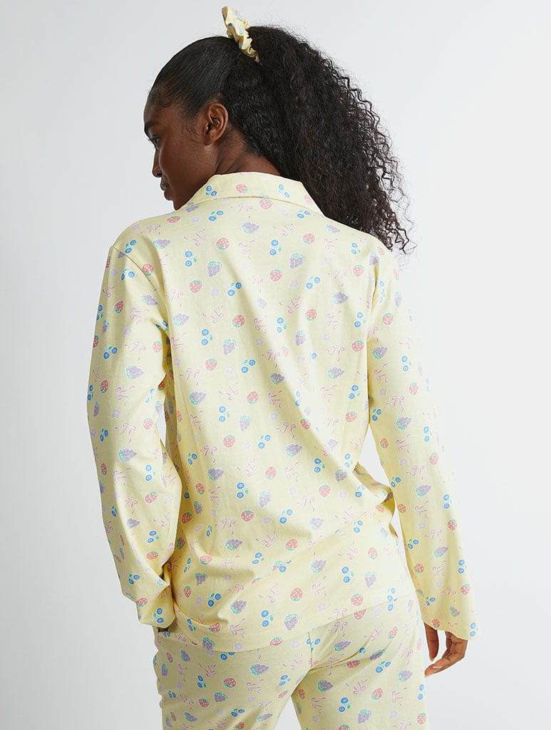 Yellow Ditsy Fruit Pyjama Set Lingerie & Nightwear Skinnydip London