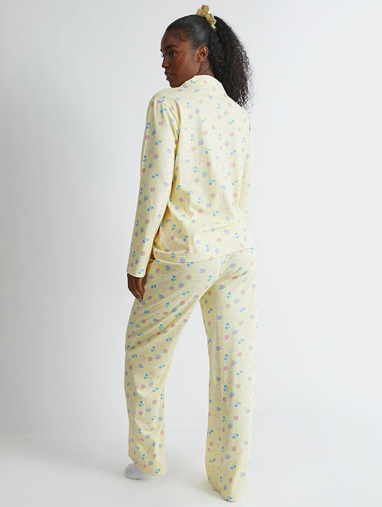Yellow Ditsy Fruit Pyjama Set Lingerie & Nightwear Skinnydip London