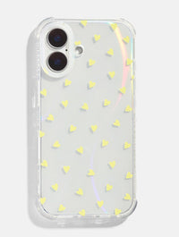 Yellow Ditsy Heart Shock iPhone Case Phone Cases Skinnydip London