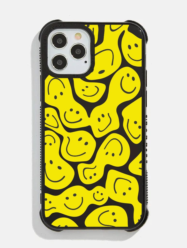Yellow Warped Happy Face Shock iPhone Case Phone Cases Skinnydip London