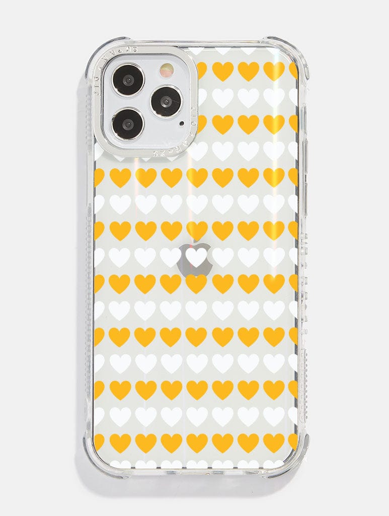 Yellow & White Heart Repeat Holo Shock iPhone Case Phone Cases Skinnydip London