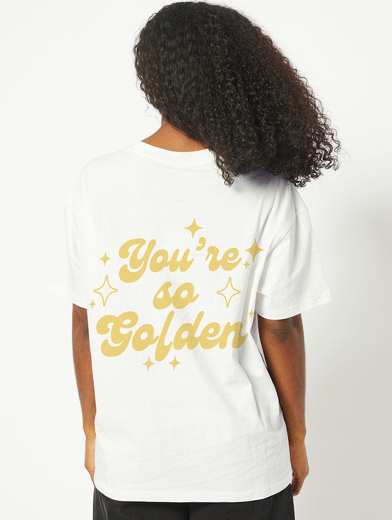 You're So Golden T-Shirt in White Tops & T-Shirts Skinnydip London