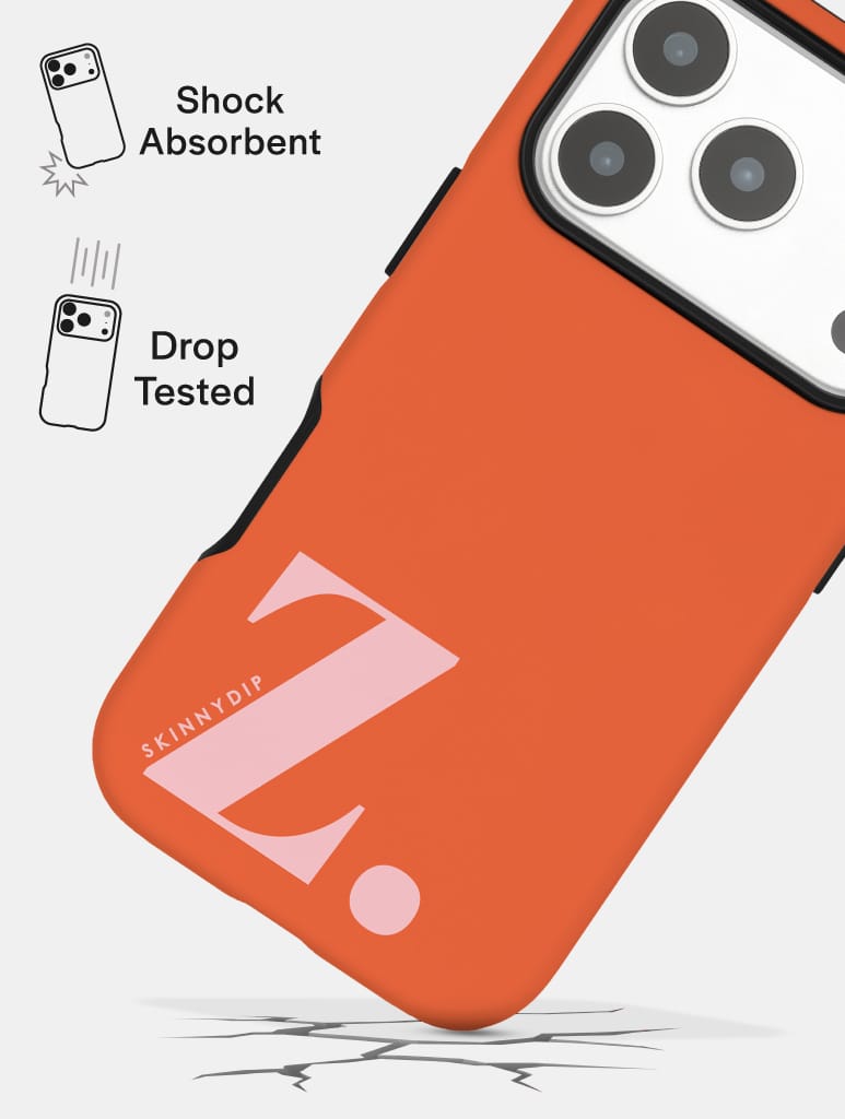 'Z' Initial Orange Ultra Protective iPhone Case Phone Cases Skinnydip London