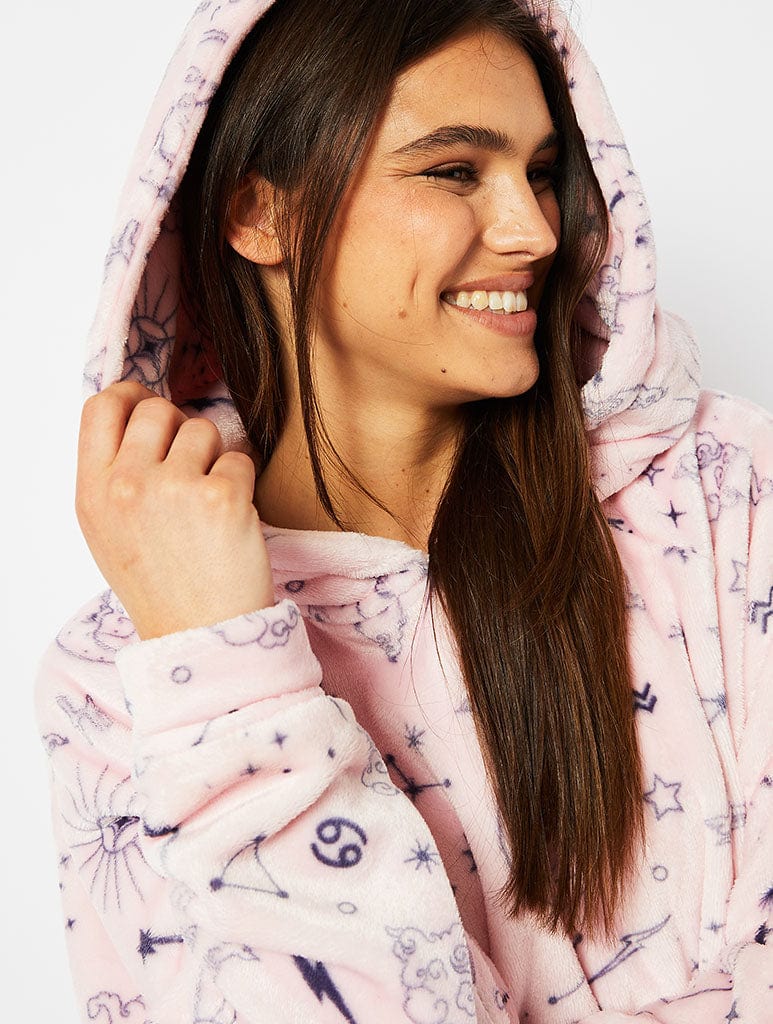 Zodiac Celestial Fleece Blanket Hoodie Ladies Nightwear Skinnydip