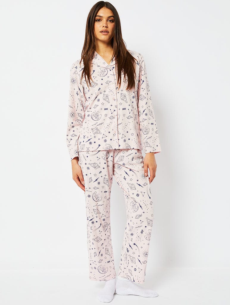 Zodiac Celestial Pyjama Set in Pink Lingerie & Nightwear Skinnydip London