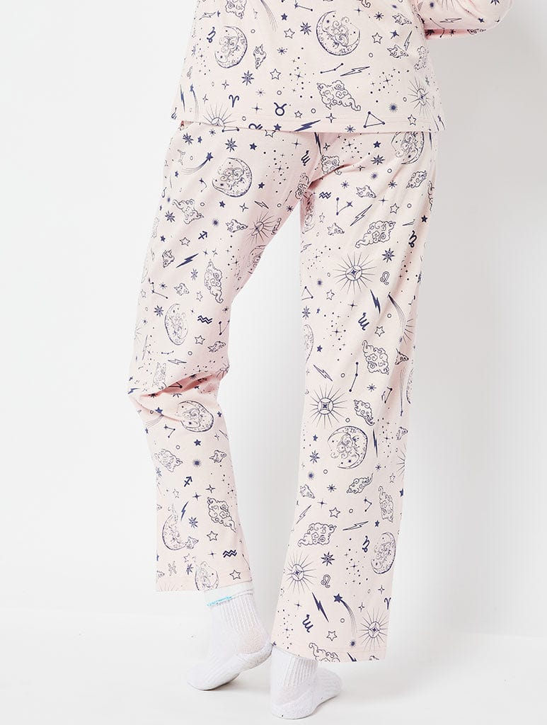 Zodiac Celestial Pyjama Set in Pink Lingerie & Nightwear Skinnydip London