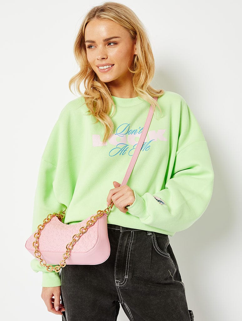 Zoe Pink Flower Quilt Chain Shoulder Bag Bags Skinnydip London