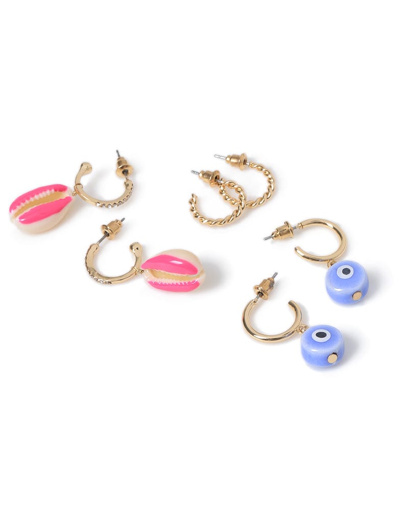 3 Pack Shell and Eye Earrings Jewellery Liars & Lovers