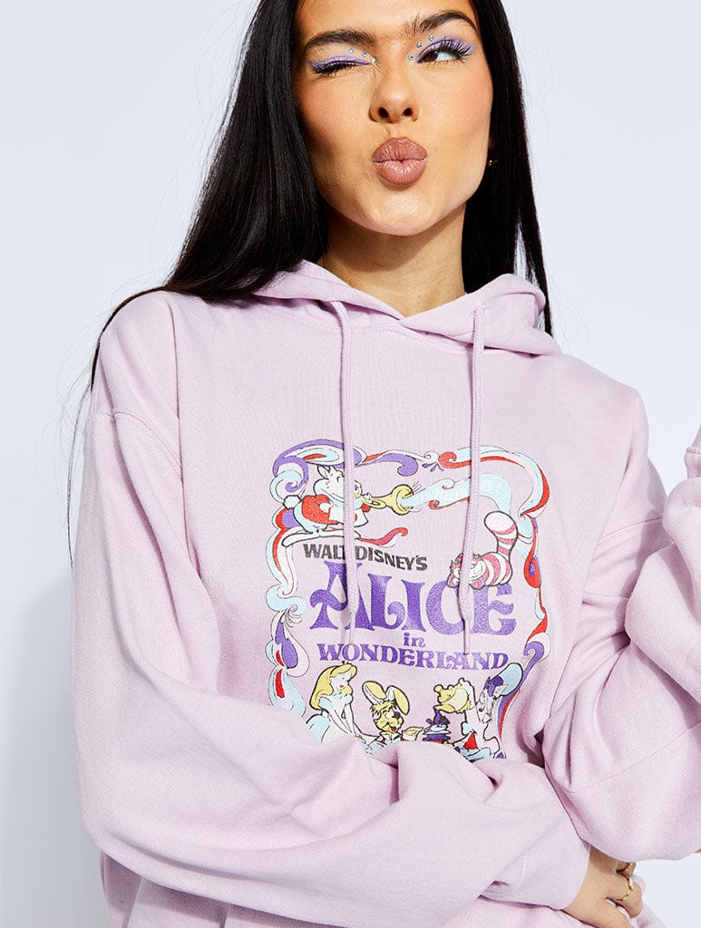 Disney x Skinnydip Alice In Wonderland Lilac Poster Hoodie Hoodies & Sweatshirts Skinnydip
