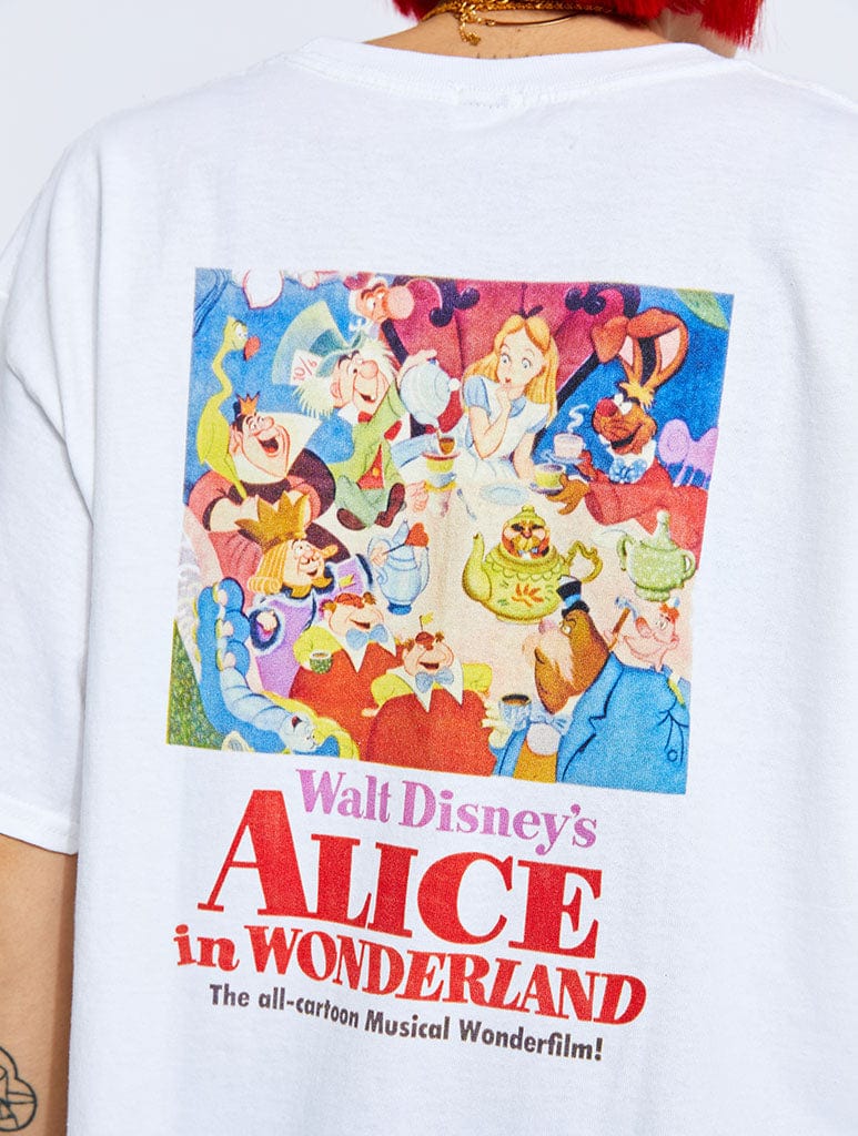Disney x Skinnydip Alice In Wonderland Oversized White T-Shirt Tops & T-Shirts Skinnydip