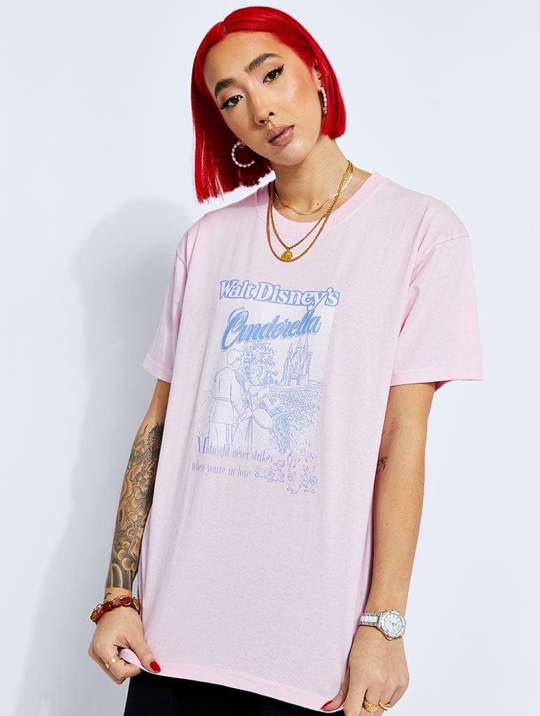 Disney x Skinnydip Cinderella Pink Poster Oversized T-Shirt Tops & T-Shirts Skinnydip