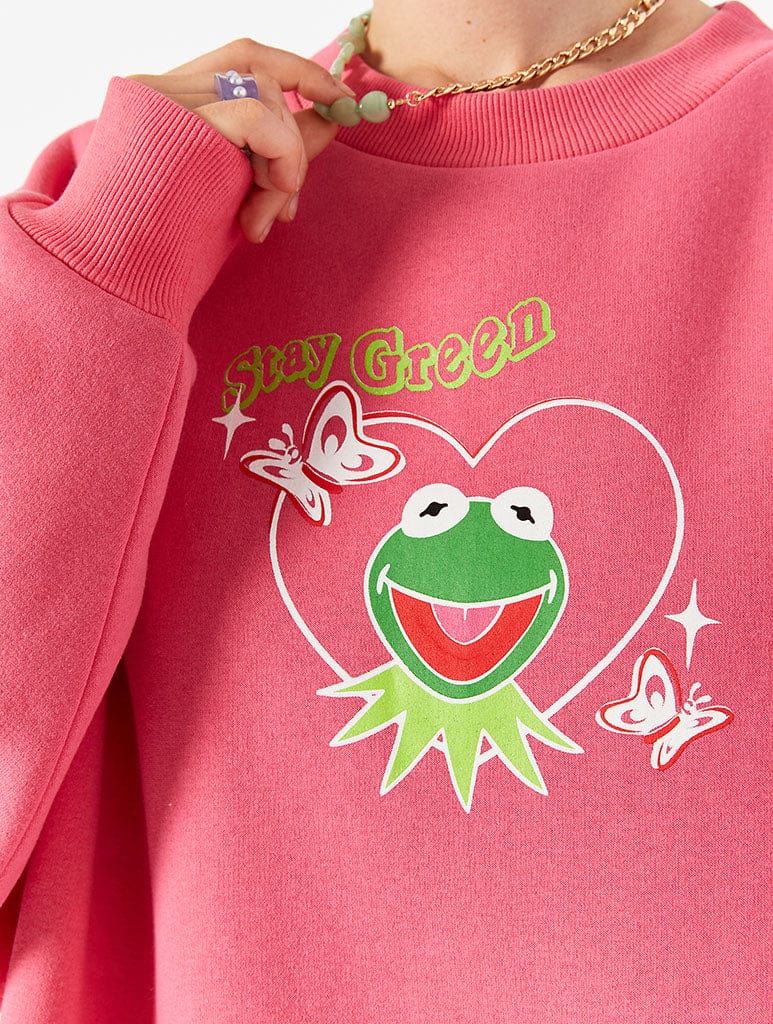 Disney x Skinnydip Kermit Heart Oversized Sweatshirt Hoodies & Sweatshirts Skinnydip