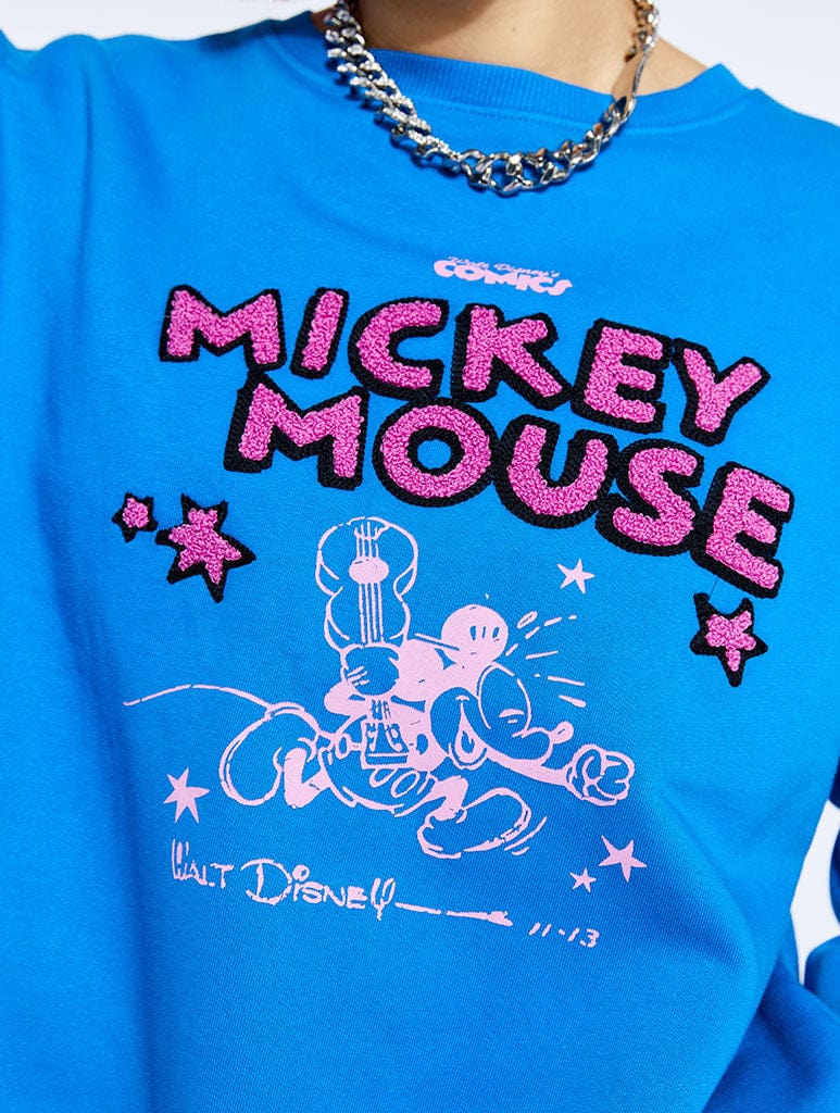 Disney x Skinnydip Mickey Mouse Blue Graphic Panelled Sweatshirt Hoodies & Sweatshirts Skinnydip