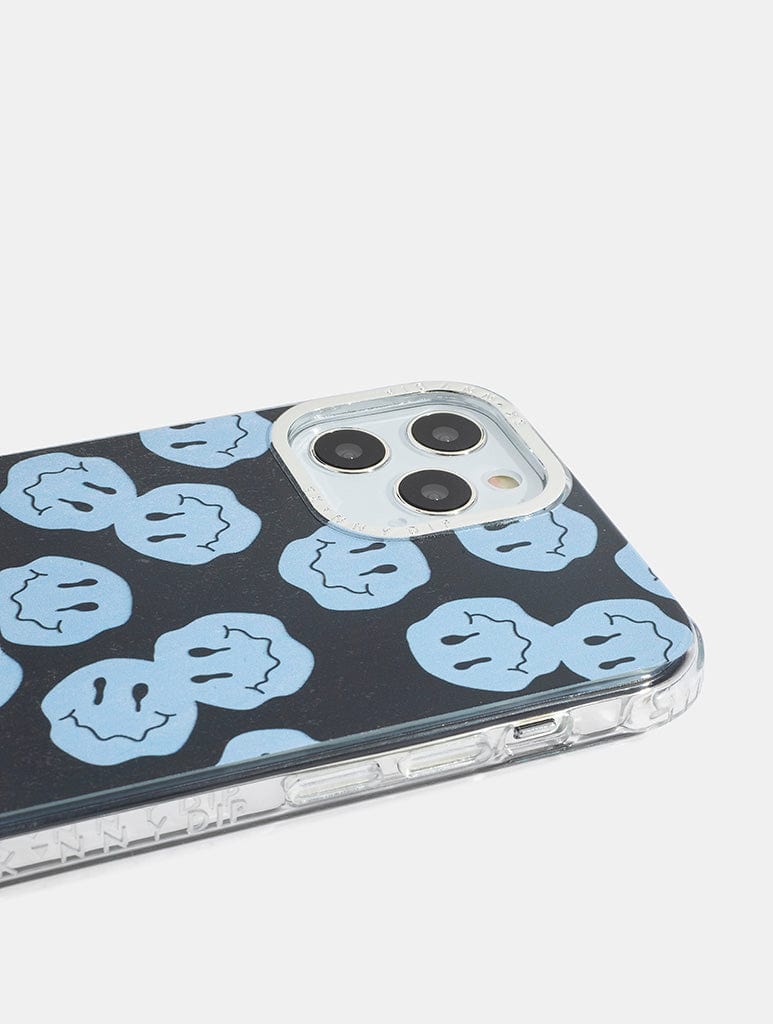 Dusty Blue Happy Face Shock iPhone Case Phone Cases Skinnydip