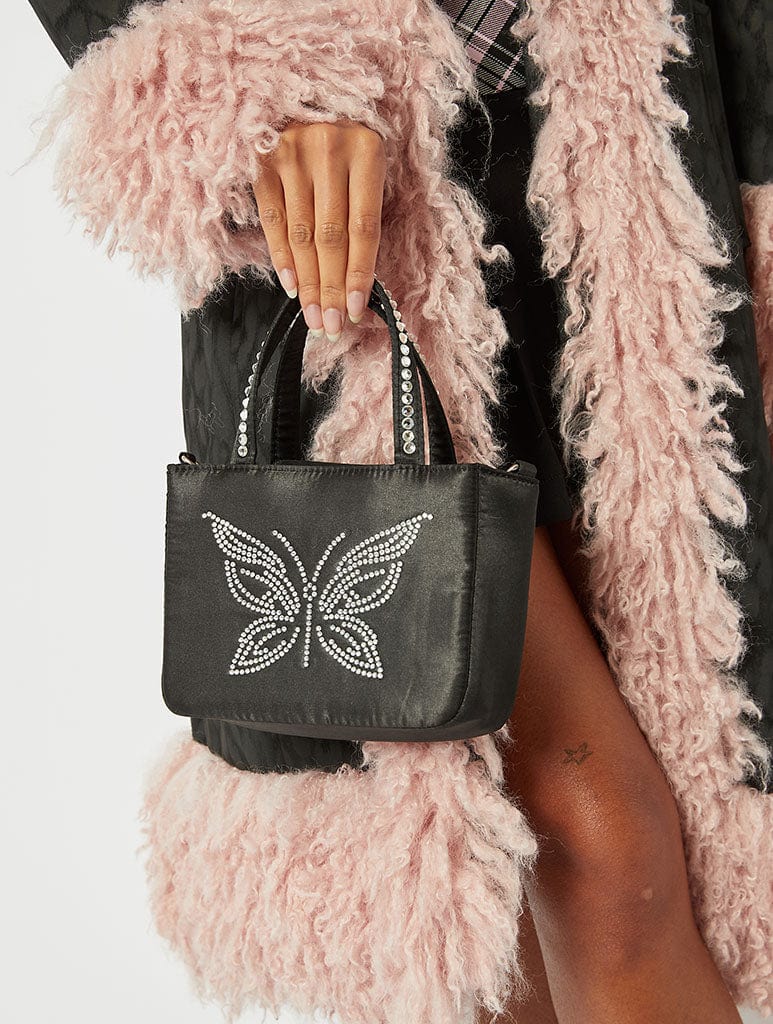 Evie Noir Bling Butterfly Tote Bag Tote Bags Skinnydip London