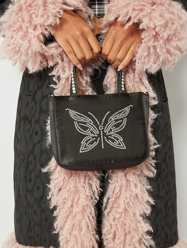 Evie Noir Bling Butterfly Tote Bag Tote Bags Skinnydip London