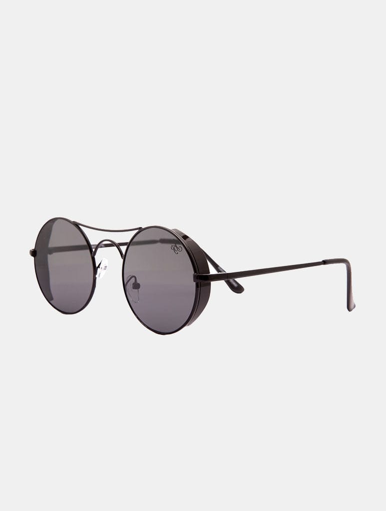 Jeepers Peepers Black Round Frame With Side Caps And Black Lenses Sunglasses Jeepers Peepers