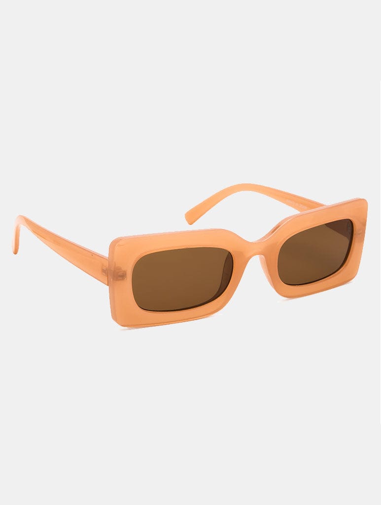 Jeepers Peepers Chunky Peach Rectangle Frames With Brown Lenses Sunglasses Jeepers Peepers