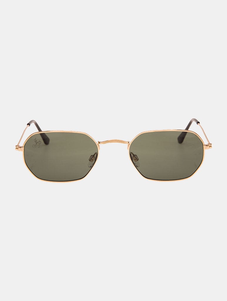 Jeepers Peepers Gold Rectangle Frame With Green Lenses Sunglasses Jeepers Peepers