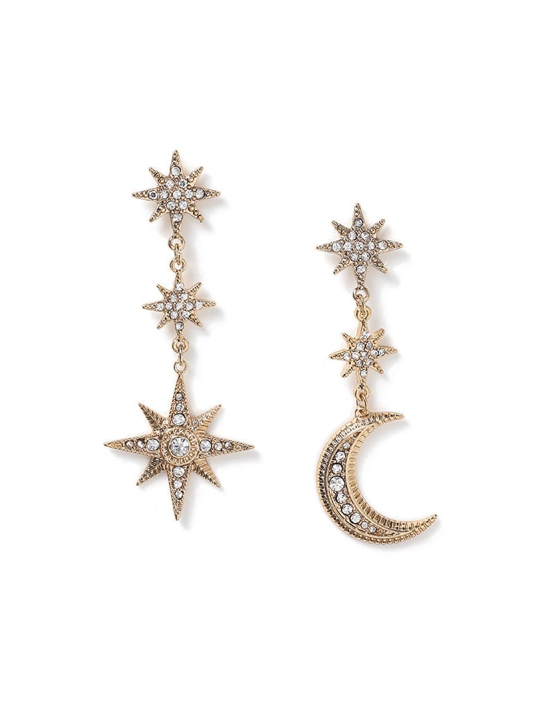 Liars & Lovers Mismatched Moon & Star Drop Earrings Jewellery Liars & Lovers