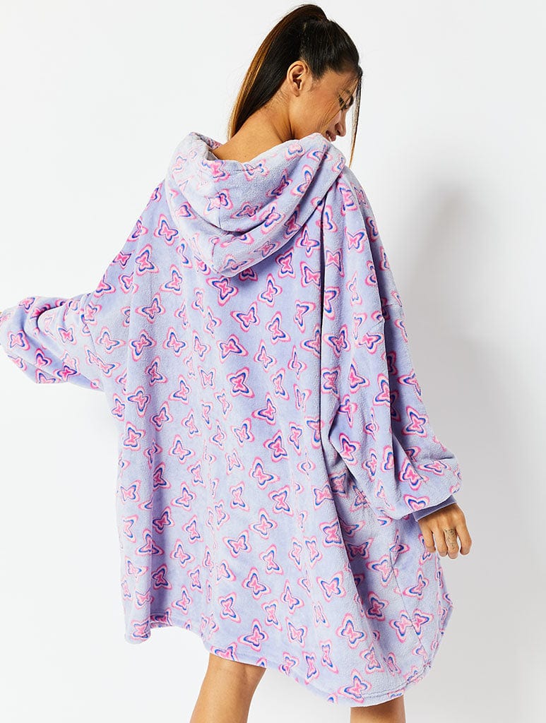 Lilac Butterfly Blanket Hoodie Lingerie & Nightwear Skinnydip London
