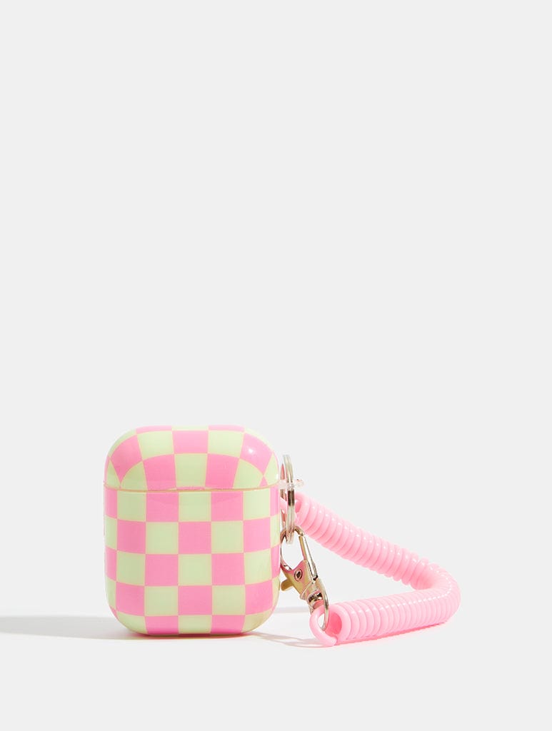 Pink And Cream Checkerboard Airpods Case AirPods Cases Skinnydip