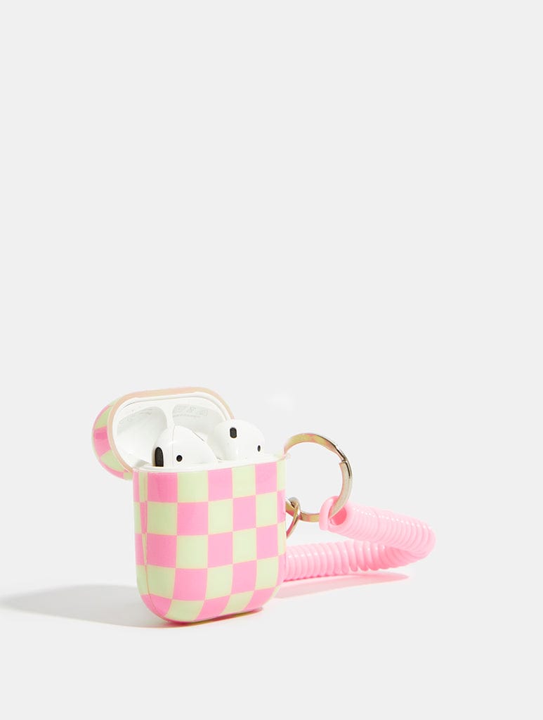 Pink And Cream Checkerboard Airpods Case AirPods Cases Skinnydip