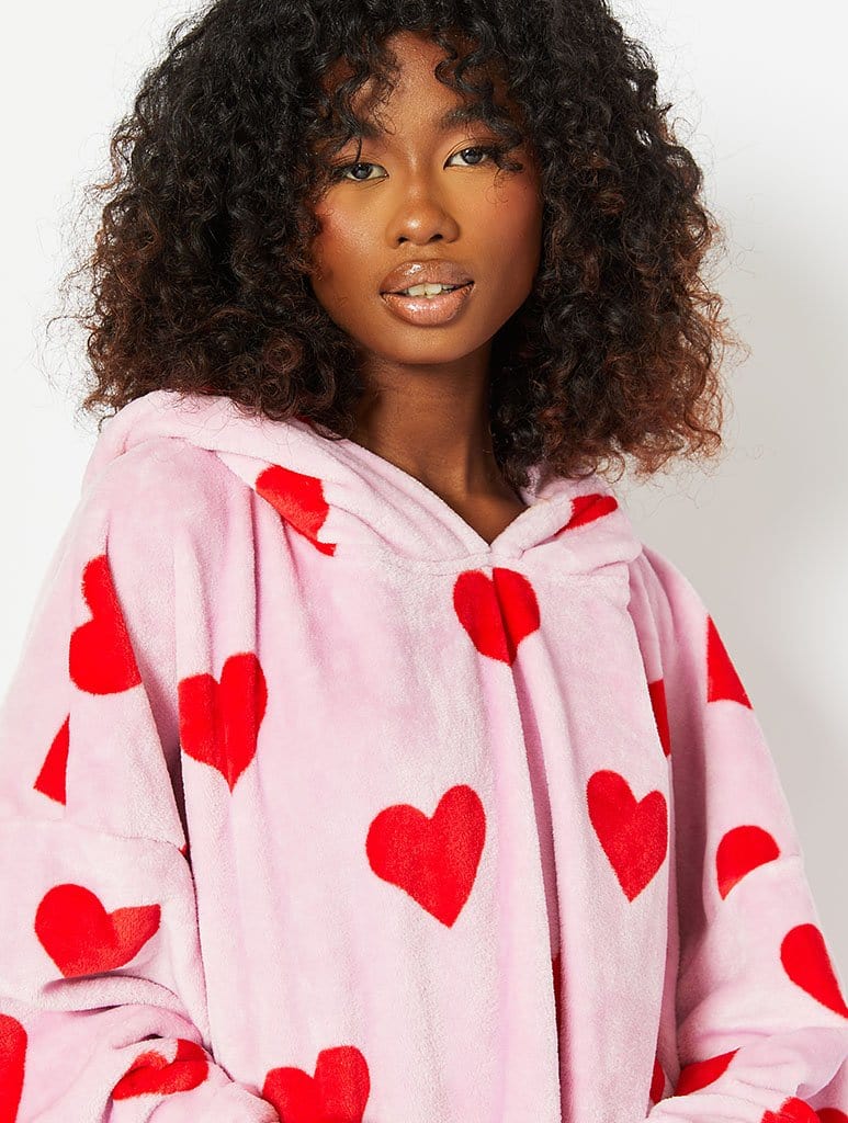 Pink Heart Blanket Hoodie Lingerie & Nightwear Skinnydip