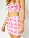 Pink Heart Print Ring Detail Mini Skirt Bottoms Skinnydip
