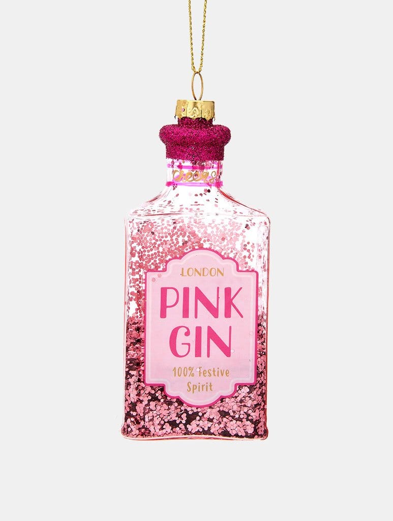 Sass & Belle Christmas Cheer Pink Gin Shaped Bauble Home Accessories Sass And Belle
