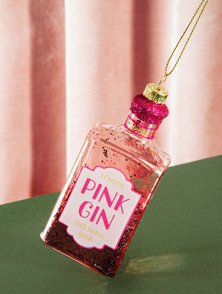 Sass & Belle Christmas Cheer Pink Gin Shaped Bauble Home Accessories Sass And Belle