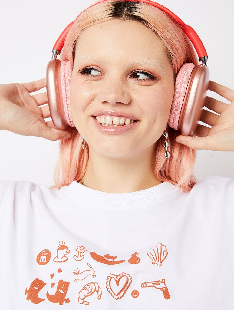 Wireless Over Head Headphones - Pink Earphones & Headphones Skinnydip London