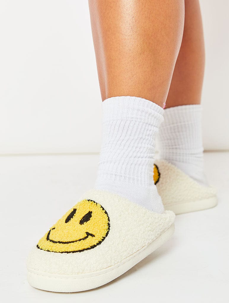 Yellow Happy Face Slippers Footwear Skinnydip London